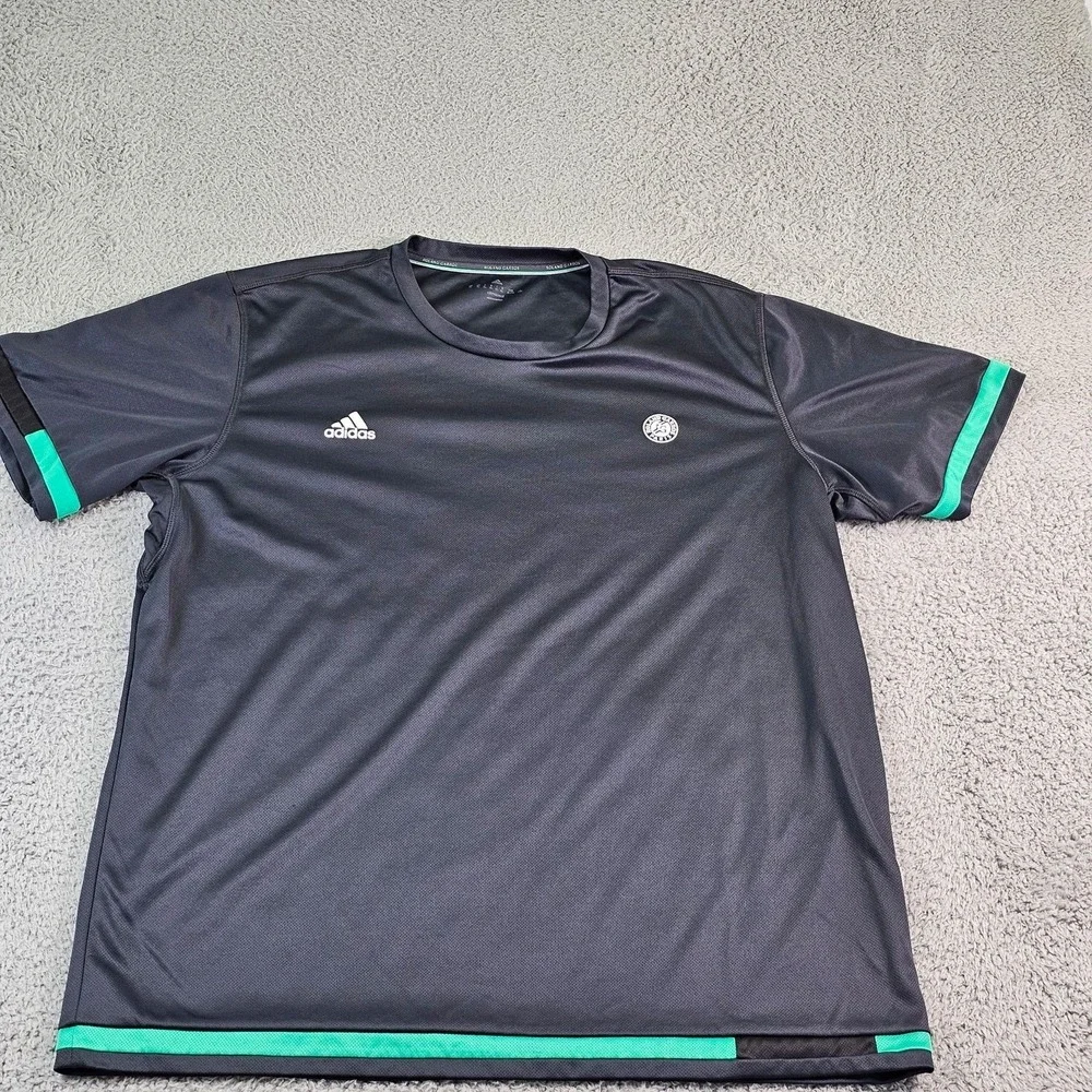 Adidas Shirt Mens XL Gray Roland Garros Climacool Short Sleeve Tennis Jersey